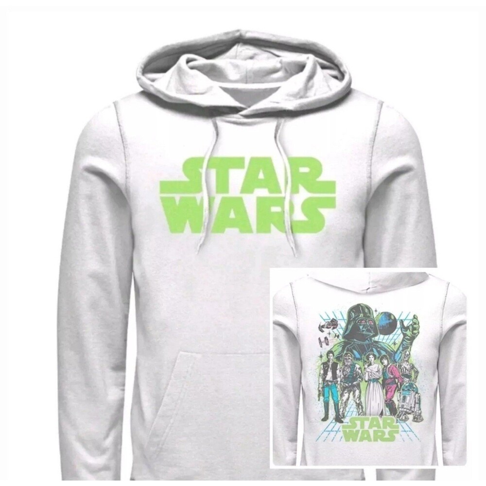 Star Wars: The Empire Strikes Back Green Logo Back Poster Hoodie Men's Size M